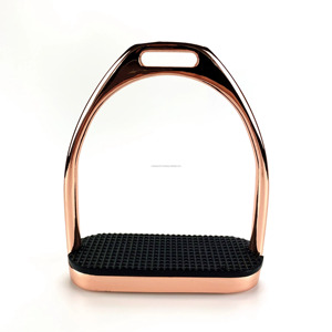 Estribos de Aluminio Color Oro Rosa para Montar a Caballo con Almohadilla de Goma Negra, Juego de Estribos Plegables Resistentes para Equitación - Product Image 1