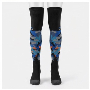 Knee High <b>Socks</b> Camouflage Pattern Blue Black Breathable Cycling <b>Socks</b> for Adults Spring Season - Product Image 1