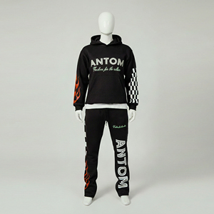 Ensemble de survêtement en molleton épais pour hommes, 100 % coton, respirant, avec impression de logo, grandes tailles XL, idéal pour l'hiver - Product Image 2