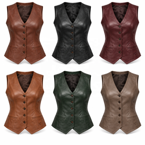 <b>Women's</b> Classic Leather Vests | Grey Black Burgundy Brown Cognac | OEM ODM Manufacturer | Premium Design Quality | - Product Image 5