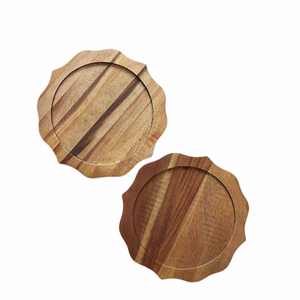Assiette de service en bois en forme de fleur nordique, écologique, en bois massif, pour mariage, vaisselle de table - Product Image 4