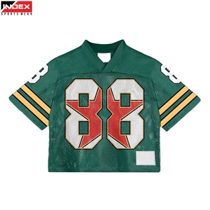 Camiseta de Fútbol Americano INDEX, Cuello en V, Manga Corta, Malla Transpirable, Verde, Blanco, Rojo, Número 88, Corte Regular para Hombre - Product Image 1
