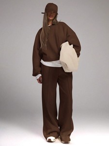 women tracksuit loose fit cotton polyester jogger <b>pants</b> breathable stretch gym fitness wear sportswear set - Product Image 3