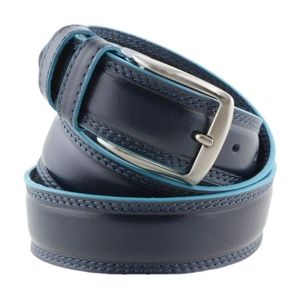 Cinturón de Cuero Azul para Hombre de Marca Famosa con Borde Azul Claro, Alta Calidad, 4 cm de Ancho, 6 Piezas por Caja para Exportación - Product Image 6