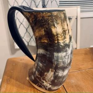 Handmade Viking Horn Mug | Natural Rustic Drinking Cup for Beer & Coffee Unique Barware & Home Gift - Product Image 1