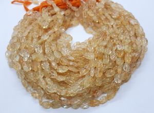 Perles ovales en citrine naturelle sculptées à la main, 8-12 mm, perles de pierre précieuse citrine, 13 pouces, perles ovales en citrine sculptées pour la création de bijoux - Product Image 5