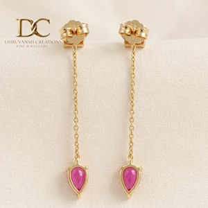 ต่างหูเพชรทรงสี่เหลี่ยมประดับทัวร์มาลีนสีชมพู ดีไซน์เนอร์ 14KT ทองคำแท้ พร้อมใบรับรอง IGI สำหรับผู้หญิง - Product Image 4