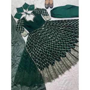 Designer <b>Modest</b> Sets New Fancy Style Anarkali Gown and <b>Pant</b> with Dupatta - Product Image 3