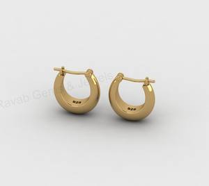 Meilleures ventes : Boucles d'oreilles créoles Huggie épaisses et coniques, minimalistes, en argent massif 925 plaqué or vermeil 18K, bijoux fins à conserver - Product Image 1