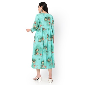 ARABIC ELEGANT FLORAL PRINTED FRONT BUTTONED STYLISH CASUAL <b>KAFTAN</b> JALABIYA ABAYAS DRESSES - Product Image 2