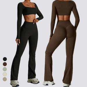 Conjunto Deportivo de 2 Piezas para Gimnasio y Yoga, para Mujer, de Alta Calidad, Ecológico, Transpirable y de Secado Rápido, en Spandex/Nailon - Product Image 1