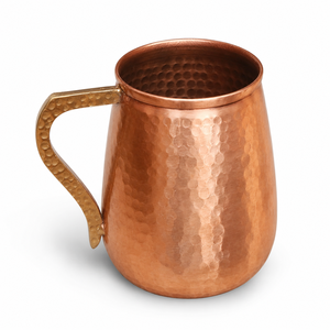 Taza de Cobre Puro Martillado con Asa de Latón |   Taza de Cobre 100% Puro para Agua, Cerveza, Moscow Mule y Ayurveda - Product Image 1