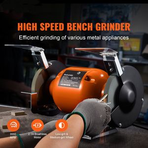 Amoladora de Banco Industrial de 6 Pulgadas de Una Velocidad con Motor sin Escobillas de 2.1A, 3550 RPM, Muela Abrasiva de Grano 36/80 - Product Image 2