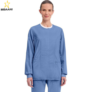 Blouse médicale pour femme, uniforme infirmier à boutons-pression avec poches, tissu extensible dans les deux sens, facile d'entretien, matière douce - Product Image 6