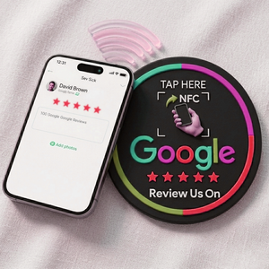 Étiquettes NFC Google Mini avec évaluation 5 étoiles pour les commentaires et l'évaluation des services des entreprises (puce NTAG215) - Product Image 3