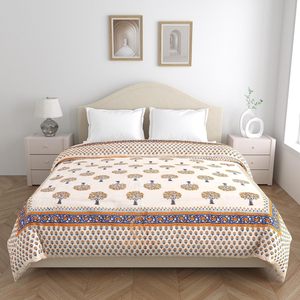 Jaipuri Traditional Rajasthani Floral Design Lightweight Cotton Soft & Cozy All-Season <b>Bedding</b> 85x55 Inches Multicolor - Product Image 3