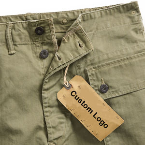 <b>Men's</b> Cargo Pants <b>Herringbone</b> Cotton Vintage Multi Pocket Drawstring Hem Custom Workwear Bottom Streetwear Premium OEM - Product Image 4