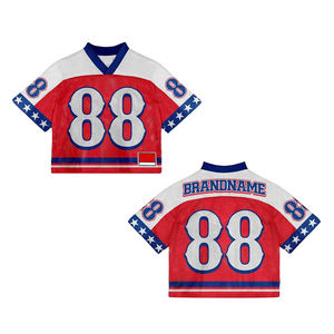 Wholesale Premium Quality Mesh American Football Jersey Custom Made Crop Boxy Fit American Football Jersey For Women - Product Image 1