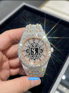 Reloj de Dos Tonos con Incrustaciones de Diamantes al por Mayor |   Reloj de Lujo para Hombre con Diamantes Engastados a Mano |   Reloj de Hip Hop Chapado en Oro Rosa - Product Image 4