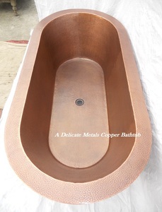 Baignoire en cuivre à double paroi en métaux délicats, finition antique, 100 % cuivre, fabriquée à la main, ovale, autoportante DM-151 - Product Image 4