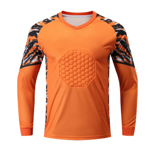 Camiseta de Fútbol de Manga Larga para Hombre, Amarillo Marino, Estampado Geométrico, Cuello en V, Acolchada, Absorbe la Humedad, Transpirable, Manga Completa, para Portero - Product Image 6