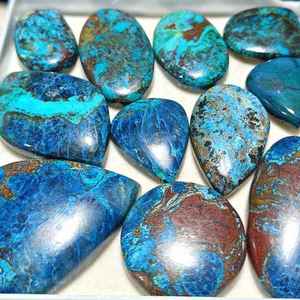 Lot de Cabochons d'Azurite Shattuckite Naturelle Faits à la Main, Mélange de Formes de Pierres Précieuses Minérales en Vrac pour la Bijouterie - Product Image 4