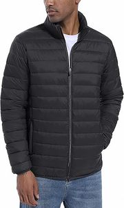 <b>Men's</b> Lightweight Packable Down Coat Waterproof Winter Hooded Jacket with 100% Down Filling Casual Storage <b>Pouch</b> - Product Image 2