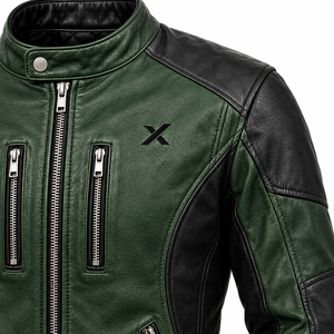 Chaqueta de Motocicleta de Cuero Heritage Cruiser |   Vino tinto, negro, verde oliva, marrón |   Fabricante OEM ODM |   Calidad Premium | - Product Image 4