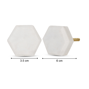 Boutons de meuble hexagonaux de luxe en marbre faits à la main Shubham avec incrustations décoratives en pierre, poignées et tirants pour tiroirs et armoires - Product Image 4