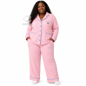 Gamma Phi Delta Sorority Pajama Set Women's Embroidered Button-Front PJs With Herringbone Stitch Edges Cozy Sleepwear Night Suit - Product Image 6