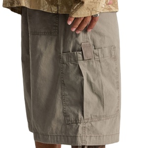 Nouveaux shorts cargo baggy surdimensionnés pour hommes, 100% nylon, toile unie, séchage rapide, taille élastique, coupe ample, streetwear décontracté - Product Image 4