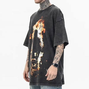 T-shirts pour hommes surdimensionnés, coupe carrée, imprimés graphiques, séchage rapide, en coton, impression DTG, streetwear personnalisé, vente en gros - Product Image 4