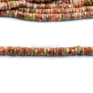 Cuentas de piedra preciosa de unakita natural facetada en forma de neumático Heishi de 5-6 mm, hilo de 16 pulgadas, cuentas sueltas al por mayor para la fabricación de joyas - Product Image 3