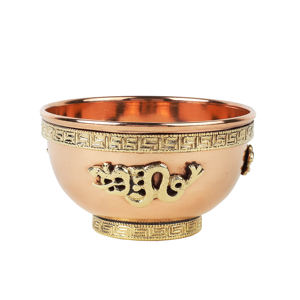 Cuenco de cobre antiguo con diseño de dragón, pequeño, para incienso y usos múltiples, hecho a mano, decoración del hogar, por consignantes indios - Product Image 1