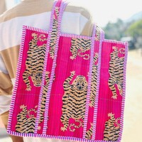 Sac fourre-tout matelassé en coton, sac de shopping en coton fait main en Inde pour femmes, sac à bandoulière, produit en gros