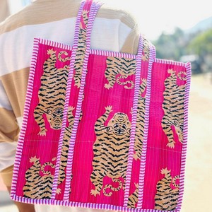 Bolso tote acolchado de algodón, hecho a mano en India, bolso de compras de algodón para mujer, bolso de hombro, producto al por mayor. - Product Image 3