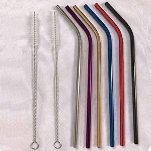 Reusable <b>Metal</b> Drinking <b>Straws</b> Set With Cleaning Brush Modern Bar Accessories Multicolor Bendable Stainless Steel <b>Straws</b> - Product Image 1