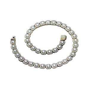 Collar de Diamantes de Tenis Agrupados de 15 mm al por Mayor, Collar Personalizado de Moissanita VVS, Cadena Cubana Chapada en Oro de Plata de Ley S925, Estilo Hiphop - Product Image 1