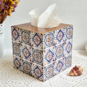 Caja de pañuelos de madera con acabado mate y estampado elegante para regalos sofisticados, estuche de suministro al por mayor - Product Image 1