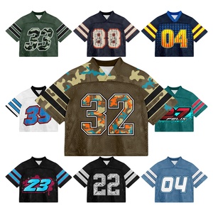 Professional Factory Custom Vintage-Inspired Retro Graphics Football T-shirt Cropped American Football Jersey for <b>Men</b> Women Kids - Product Image 1