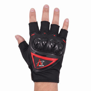 Gants de course d'été en polyester à demi-doigts avec protection rigide des articulations - Product Image 1