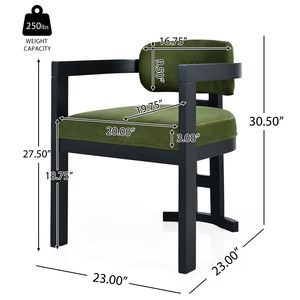 Set of 2 Green & Black Indoor <b>Upholstered</b> Wood Dining <b>Chairs</b> - Product Image 3