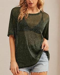 Camiseta de malla transparente para mujer, sexy, de media manga, para discoteca, para bailarina, camiseta sexy de malla para hombre, para fiesta - Product Image 2