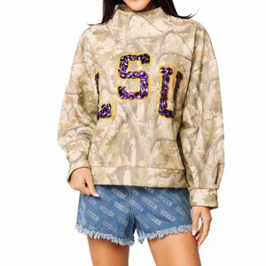 Sweat-shirt personnalisé MAMI Fraternity à col montant, col rond, broderie de lettres en chenille, en molleton de coton - Product Image 5