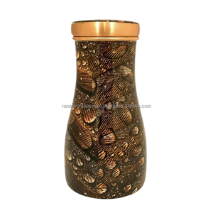 Designer <b>Printed</b> Copper <b>Bedroom</b> Bottle Joint Free Pure Copper Bedside Jar Pot for Ayurvedic Health Benefit at Low Price - Product Image 4