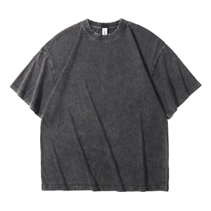 T-shirt Homme Oversize Personnalisable Col Rond en Polyester/Coton Épais Coupe Boxy Streetwear avec Logo Imprimé Longueur Longue Couleur Unie - Product Image 5