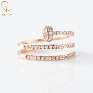 14K Rose Gold Moissanite Spiral Nail <b>Ring</b>, Round Cut Diamond <b>Open</b> Spiral Wrap <b>Ring</b>, Luxury Engagement <b>Ring</b> for Women - Product Image 1