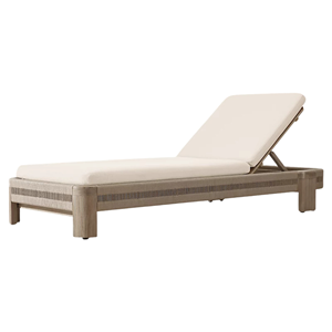 Chaise longue d'extérieur en teck minimaliste et architectural, structure durable, dossier réglable, mobilier contemporain pour villa et hôtel - Product Image 1