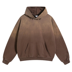Sweat-shirt à capuche zippé vert délavé pour homme, en coton molletonné, coupe classique avec poche - Product Image 5