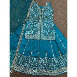 Ensemble haut-plazzo pour femmes, vêtements de soirée, avec dupatta - Product Image 2